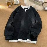 Fake Two Piece Tie-Dye Sweatshirt Black, XS - Streetwear Sweatshirts - Slick Street