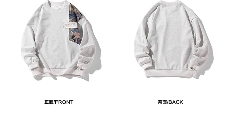 Romantic Bears Pattern Shoulder Patchwork Sweater ,  - Streetwear Sweater - Slick Street