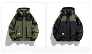 High Neck Two Tone Cargo Bomber Jacket ,  - Streetwear Jacket - Slick Street