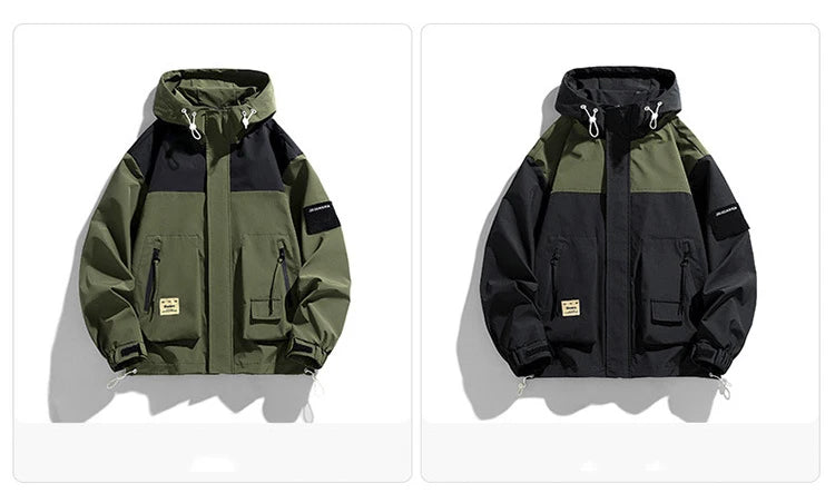 High Neck Two Tone Cargo Bomber Jacket ,  - Streetwear Jacket - Slick Street