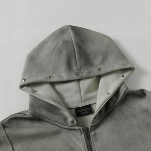 T2 Rivet Zipper Hoodie , - Streetwear Hoodie - Slick Street