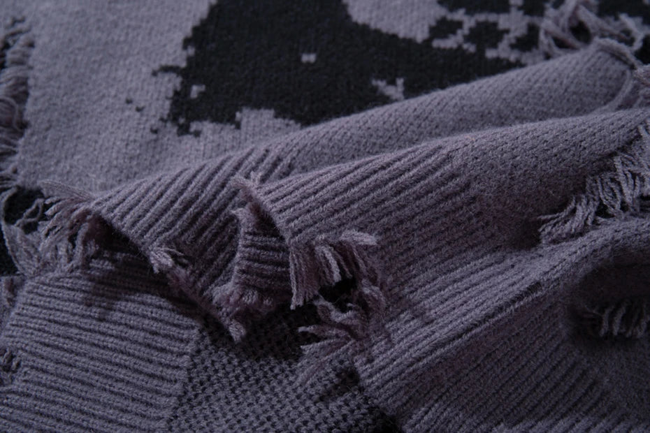 Skull Star Knitted Sweatshirt , - Streetwear Sweatshirts - Slick Street