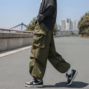 Straight Elastic Ankle Style Baggy Pants ,  - Streetwear Pants - Slick Street