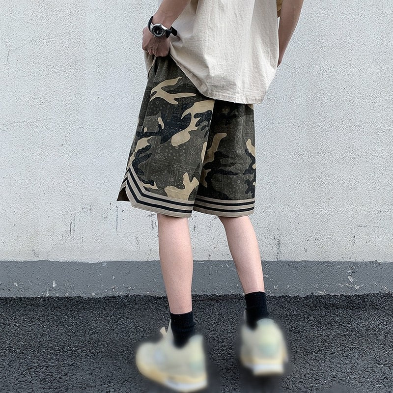 Camo Goth Knee Length Shorts ,  - Streetwear Shorts - Slick Street