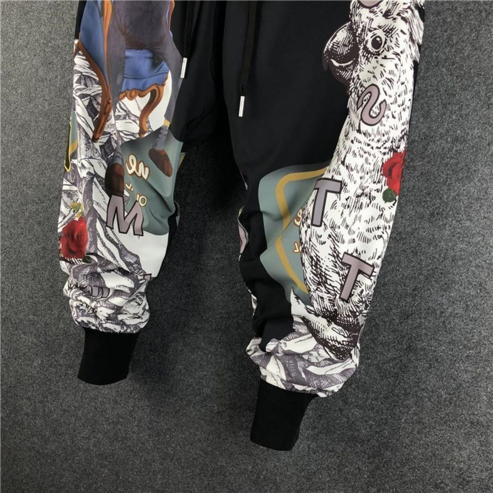 Alphabetic Letter Anime Patchwork Pants ,  - Streetwear Pants - Slick Street