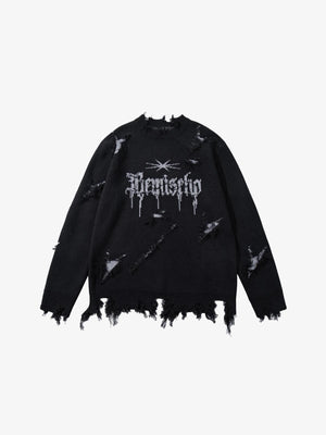 RA Distressed Sweatshirt black, XS - Streetwear Sweatshirts - Slick Street