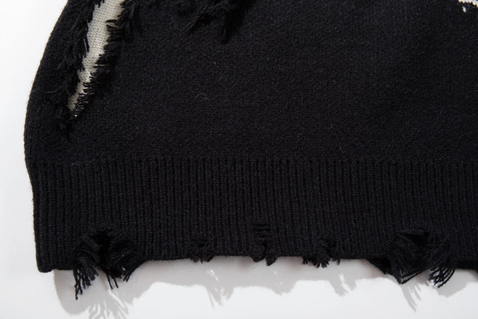 Skull Star Knitted Sweatshirt , - Streetwear Sweatshirts - Slick Street