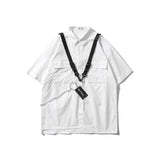 Elegant TA Buckles Chain Shirt And Shorts Set White T-Shirt, XS - Streetwear T-Shirt - Slick Street