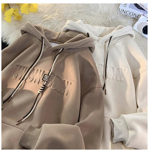 Drawstring Wednesday Embossed Letters Hoodie ,  - Streetwear Hoodie - Slick Street