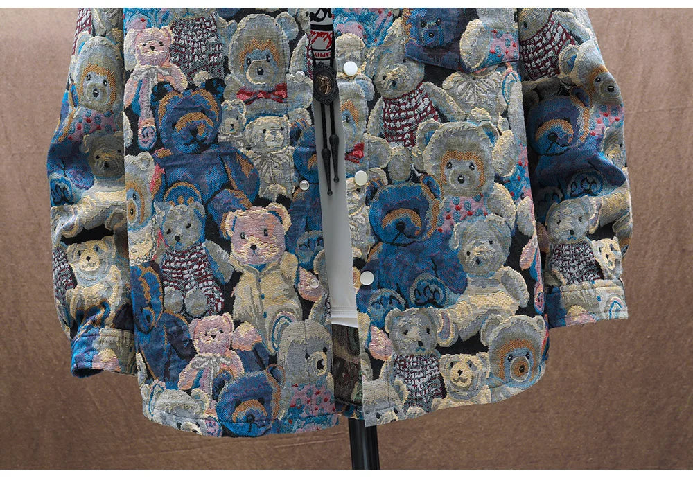 Teddy Bear Jacquard Jacket , - Streetwear Jackets - Slick Street