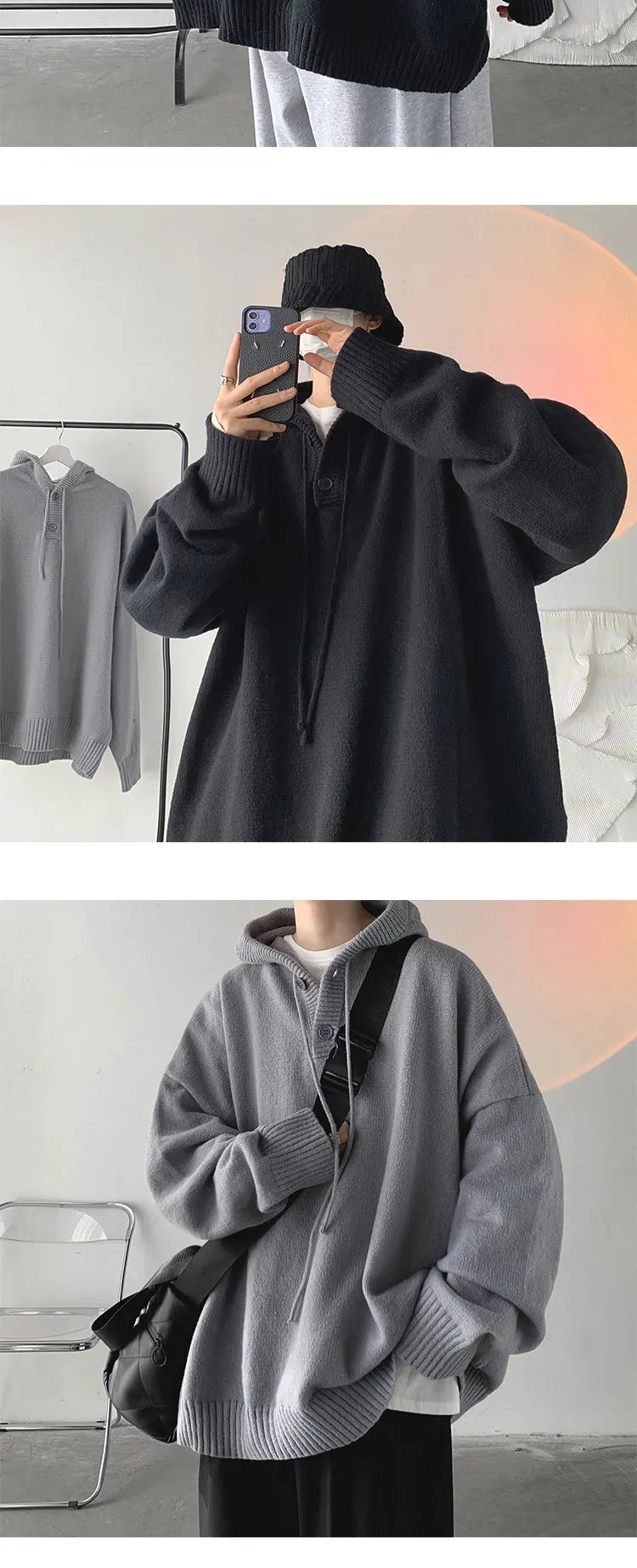 Solid Color Knitwear Pullover Hoodie ,  - Streetwear Hoodie - Slick Street