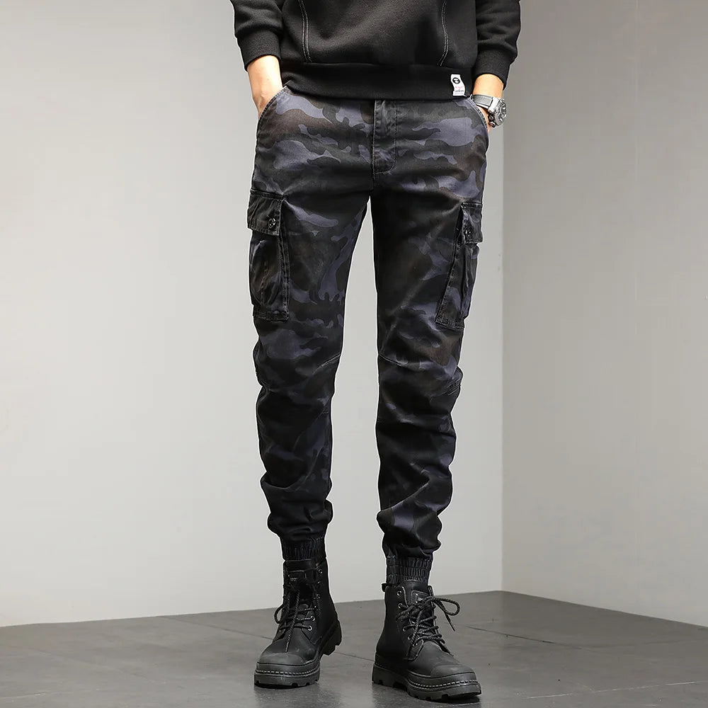 Drawstring Combat Military Cargo Pants Grey, 28 - Streetwear Pants - Slick Street