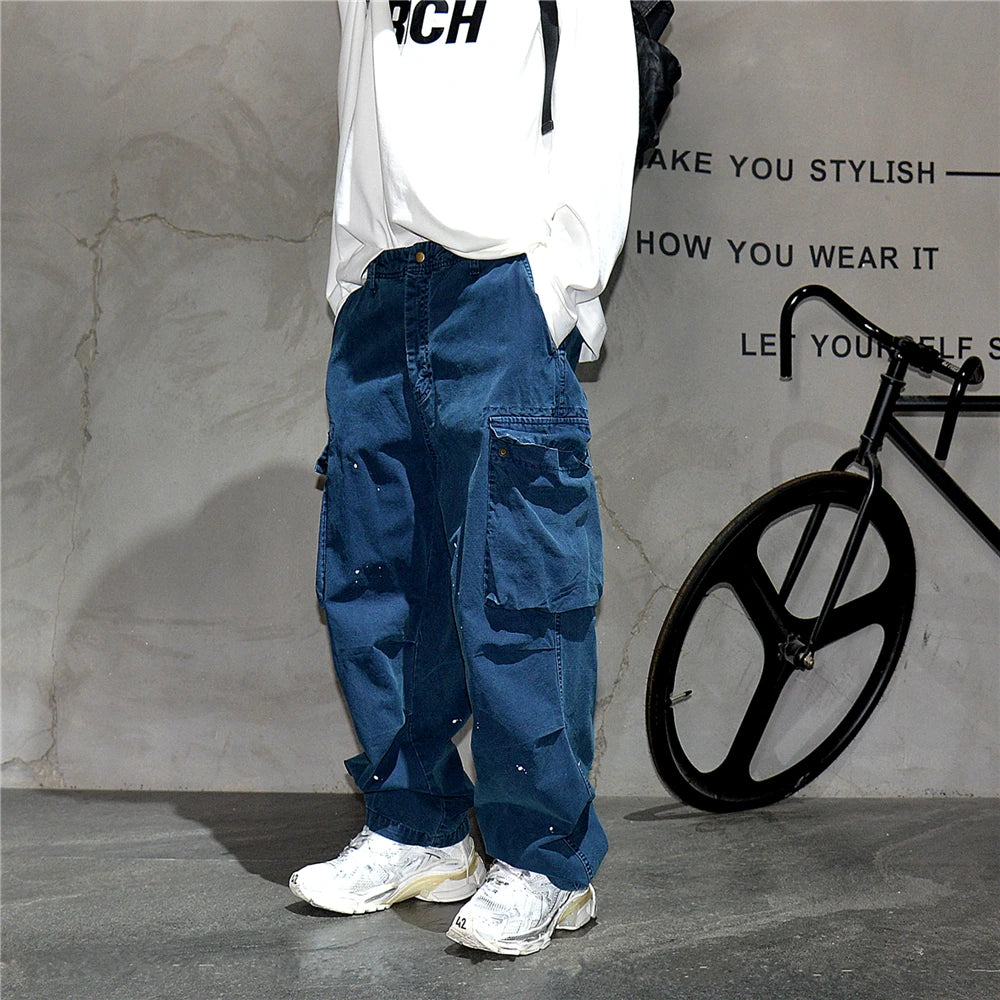 Paint Splash Multi Pockets Pants , - Streetwear Pants - Slick Street