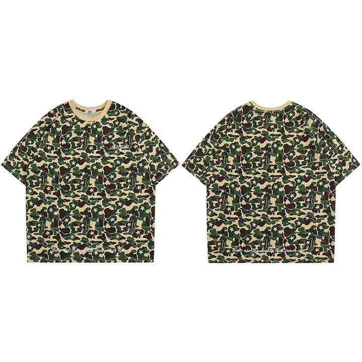 Snappy Crocodile Star Camouflage Design T-Shirt Green, S - Streetwear T-Shirt - Slick Street