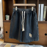 Gothic Washed Knee Length Shorts Black, XS - Streetwear Shorts - Slick Street