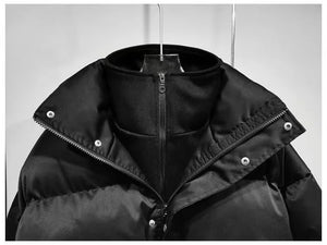 Pitch Black Standing Collar Padded Jacket , - Streetwear Jacket - Slick Street