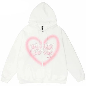 Bunny Lover Graffiti Heart Shape Hoodie ,  - Streetwear Hoodie - Slick Street
