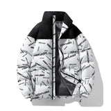Writing Style Two Tone Zipper Padded Jacket White, XS - Streetwear Jacket - Slick Street