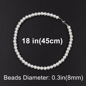 White Pearl Necklace 8mm-18 inch (45cm),  - Streetwear Necklace - Slick Street
