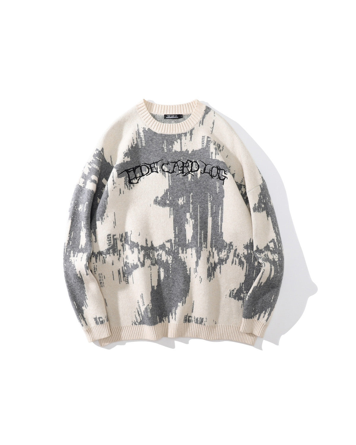 Jacquard Two Tone Sweater White, XS - Streetwear Sweater - Slick Street