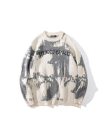 Jacquard Two Tone Sweater White, XS - Streetwear Sweater - Slick Street