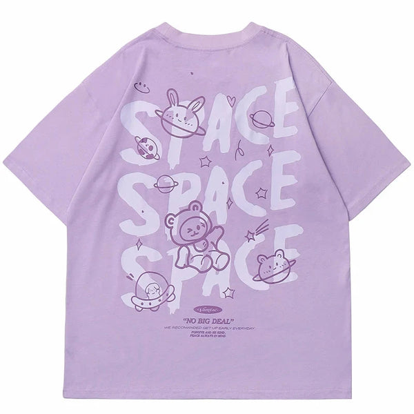 Space Rings  Happy Bear Anime T-Shirt ,  - Streetwear T-Shirt - Slick Street