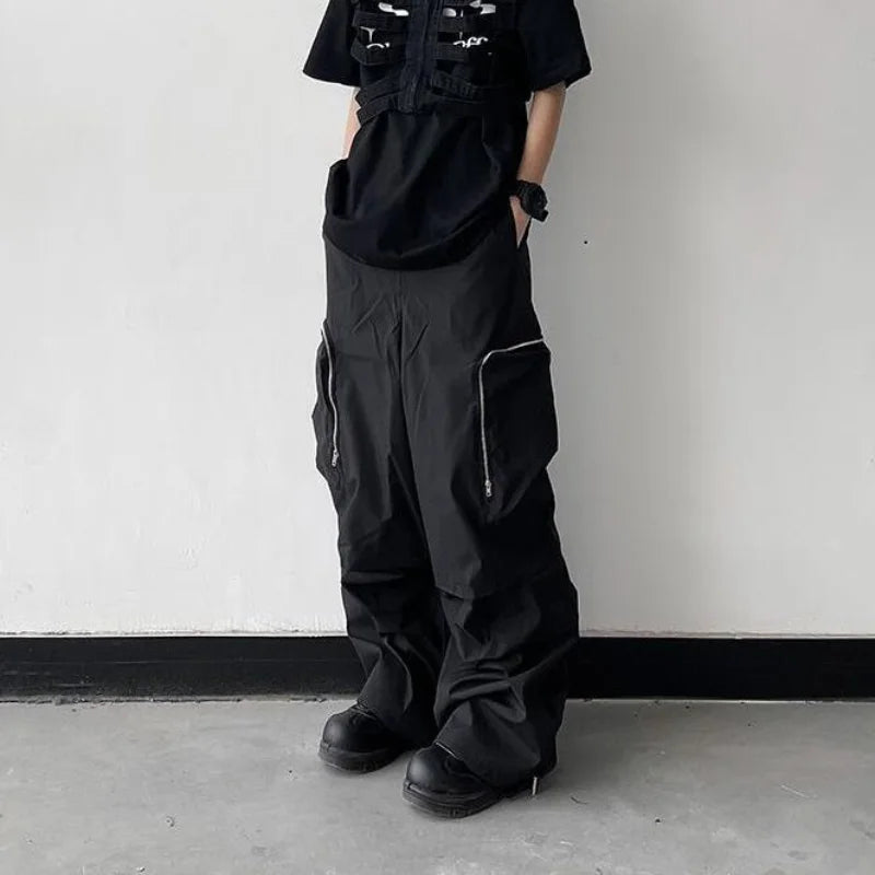 Large Knee Pocket Baggy Pants Black, XS - Streetwear Pants - Slick Street