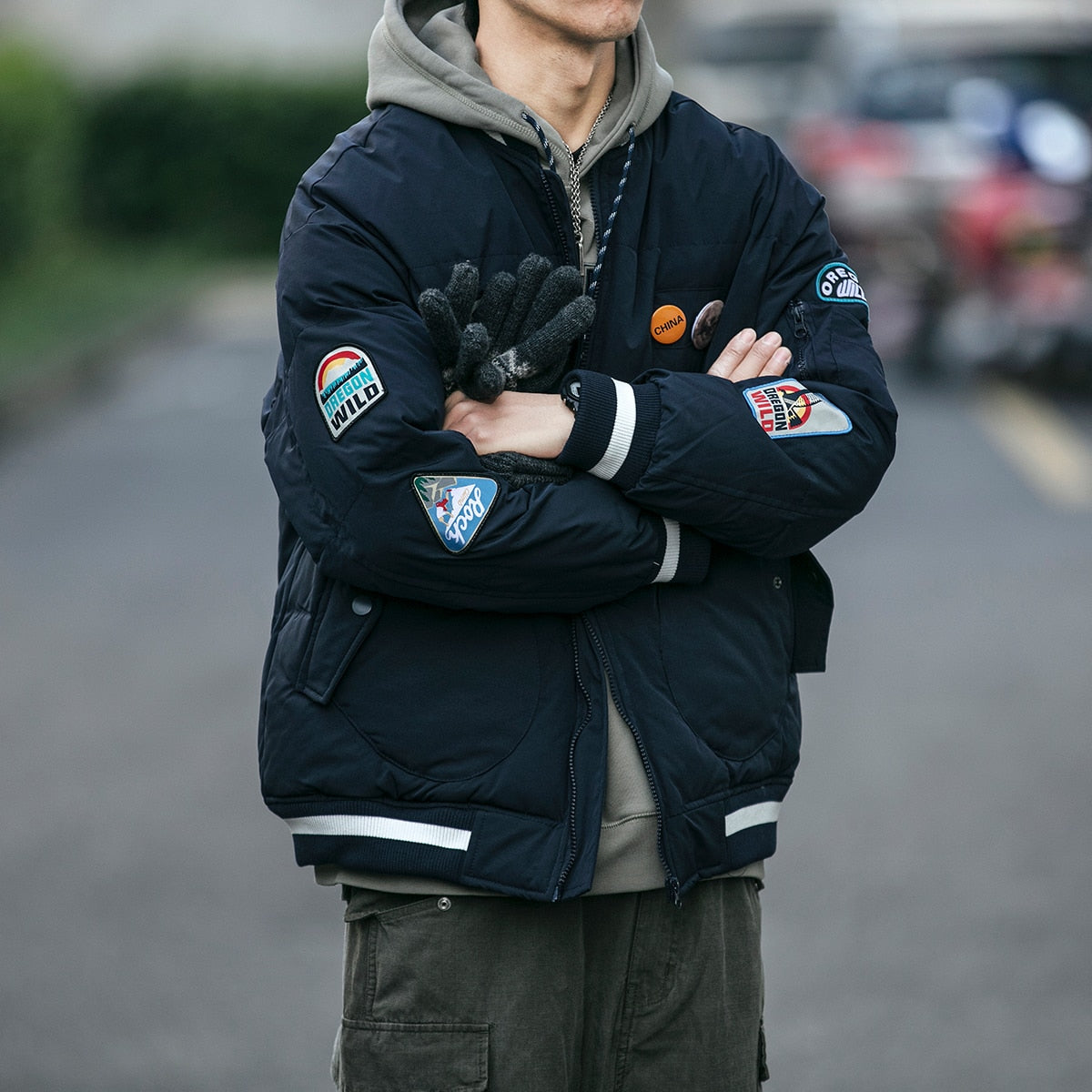 OREGON WILD Rock Patches Bomber Jacket ,  - Streetwear Jacket - Slick Street