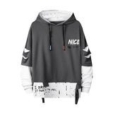 Two Tone Double Layer Style Ripped Hoodie Gray, S - Streetwear Hoodie - Slick Street