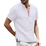 Linen Patch Pocket With Short-Sleeved T-shirt White, S 50-60 KG - Streetwear T-Shirts - Slick Street