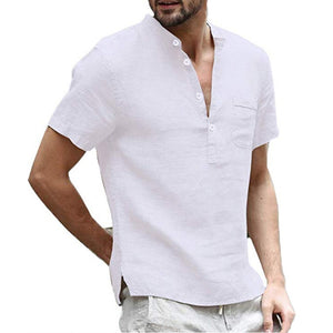 Linen Patch Pocket With Short-Sleeved T-shirt White, S 50-60 KG - Streetwear T-Shirts - Slick Street