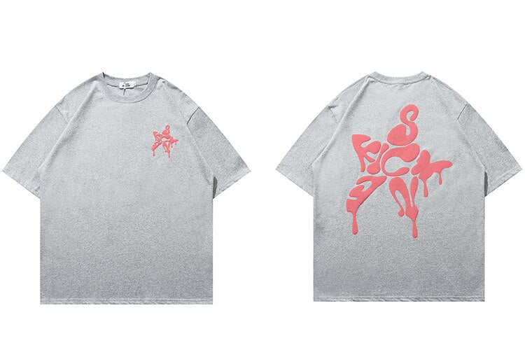 Star Shape Melting Letter Graphic T-Shirt – Slick Street