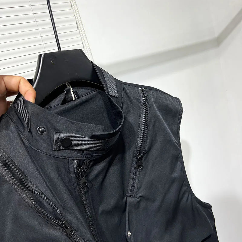 Dark Crow Sleeveless Zipper Vest , - Streetwear Vest - Slick Street
