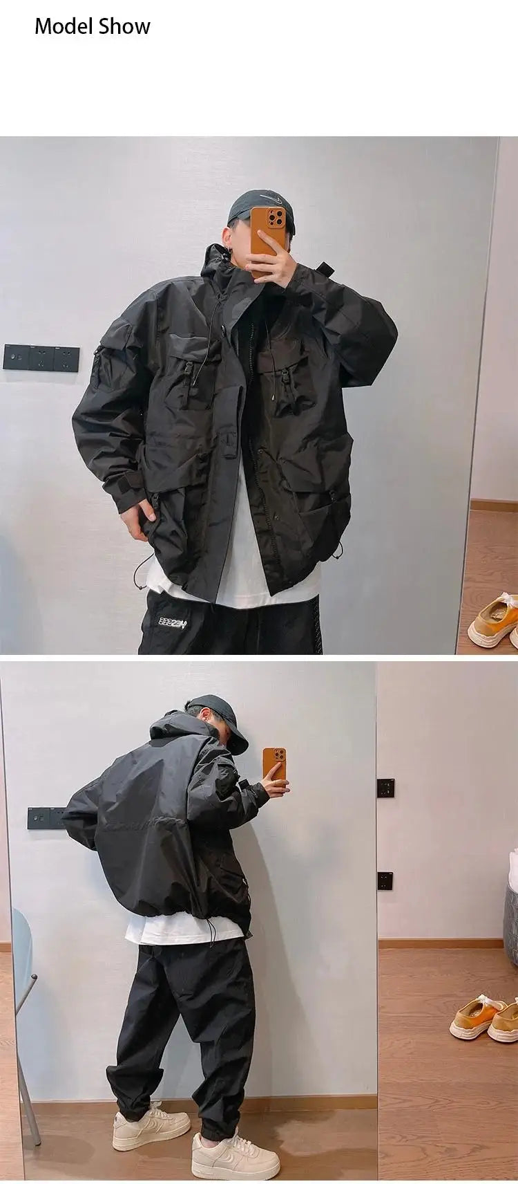 Large Size Multi Pocket Windbreaker Jacket , - Streetwear Jacket - Slick Street