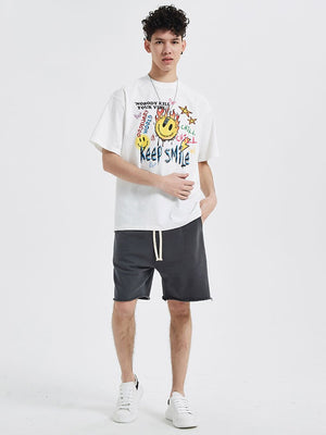 Keep Smile Graffiti Emoji Design T-Shirt , - Streetwear T-Shirts - Slick Street