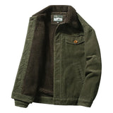Corduroy Button Up Fleece Jacket green, XXS - Streetwear Jacket - Slick Street