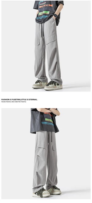 Plain Color Outdoor Straight Pants , - Streetwear Pants - Slick Street