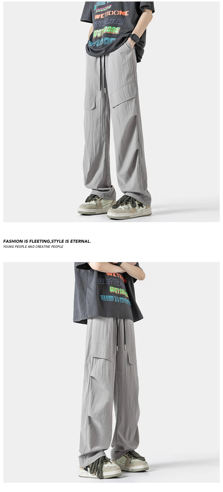 Plain Color Outdoor Straight Pants , - Streetwear Pants - Slick Street
