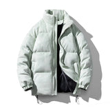 Dusky Color Padded Zipper Jacket Green, S - Streetwear Jacket - Slick Street