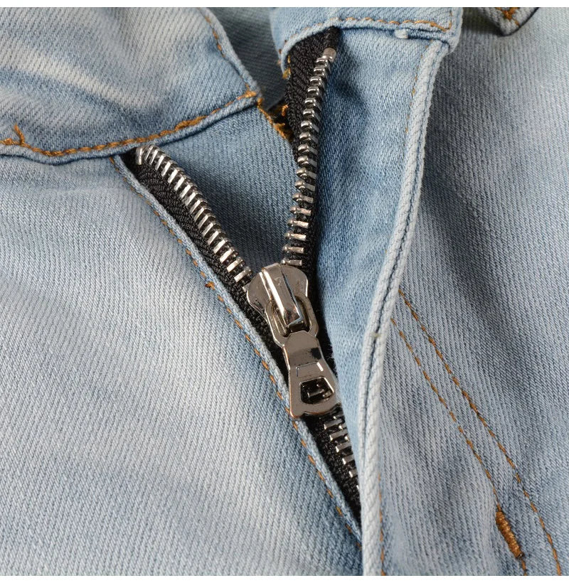 Pale Blue Cracked Pleated Pants , - Streetwear Pants - Slick Street