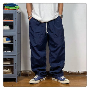 Straight Cut Nylon Loose Joggers , - Streetwear Pants - Slick Street