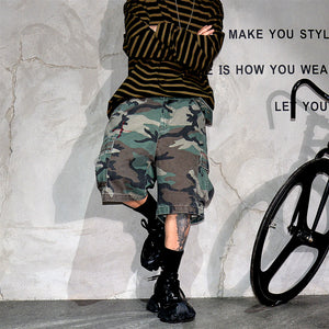 Tactical Camouflage Knee Length Shorts Camouflage, XS - Streetwear Shorts - Slick Street