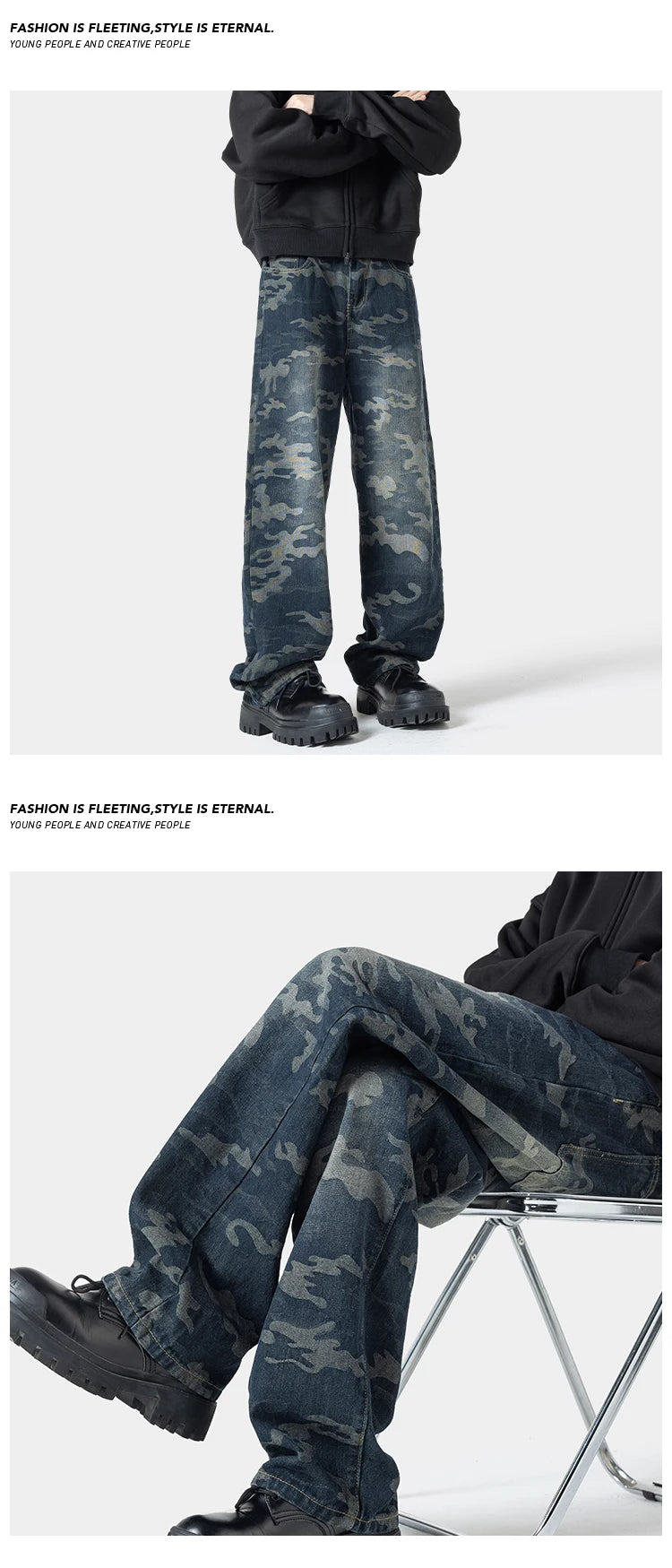 Camouflage Wide Leg Pants , - Streetwear Pants - Slick Street