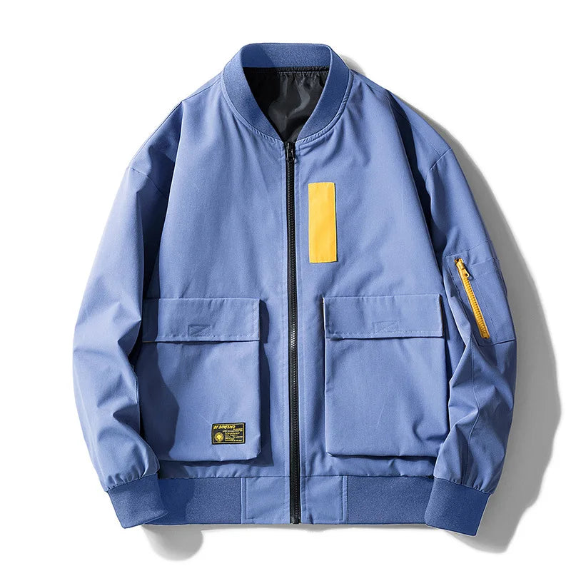 Double Pocket Sleeve Zipper Style Jacket Blue, XS - Streetwear Jacket - Slick Street