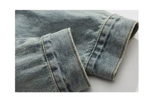 Tied Die Lapel Button Up Jean Jacket ,  - Streetwear Pants - Slick Street