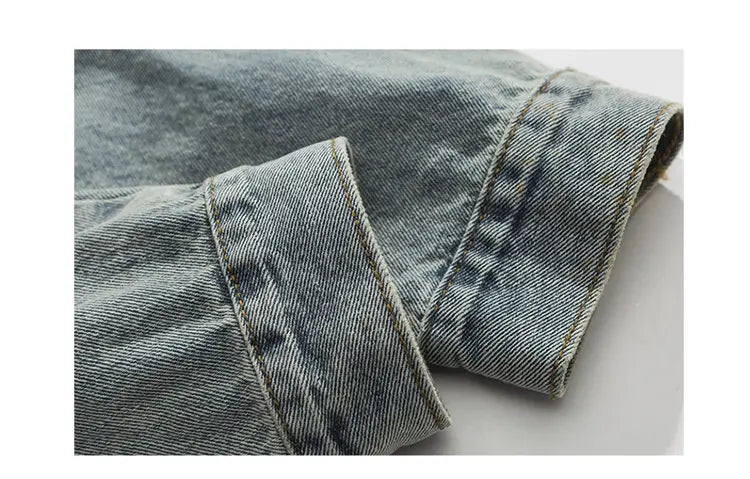 Tied Die Lapel Button Up Jean Jacket ,  - Streetwear Pants - Slick Street