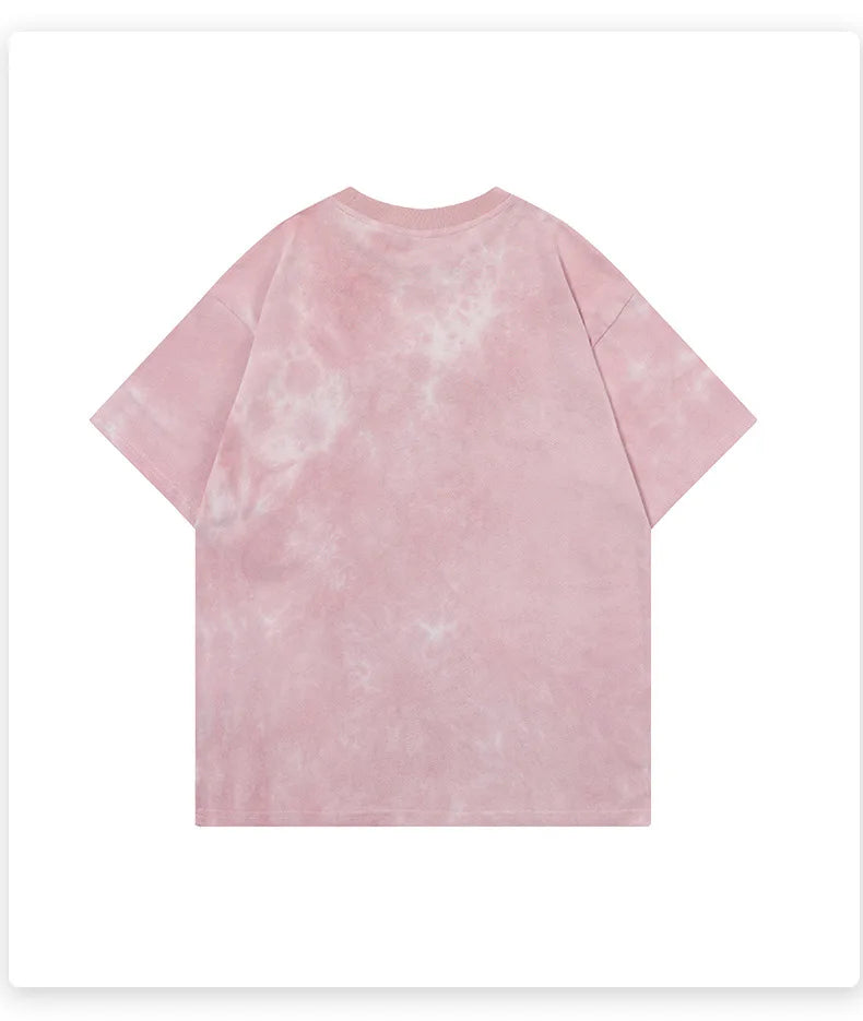 Soulmate Tie Die O-Neck Loose T-Shirt , - Streetwear T-Shirts - Slick Street