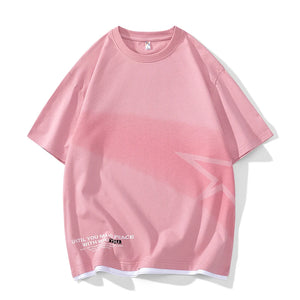 Falling Star Short Sleeves Loose T-Shirt Pink, XS - Streetwear T-Shirts - Slick Street