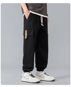 Elastic Cropped Pockets Safari Style Pants ,  - Streetwear Pants - Slick Street