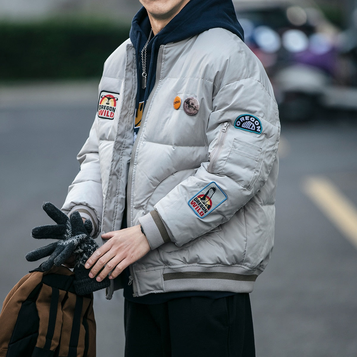 OREGON WILD Rock Patches Bomber Jacket ,  - Streetwear Jacket - Slick Street